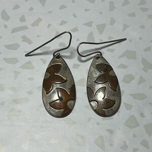 JAMES AVERY Retired Sterling Silver & Copper Floating Flower Earrings (Read 1st)